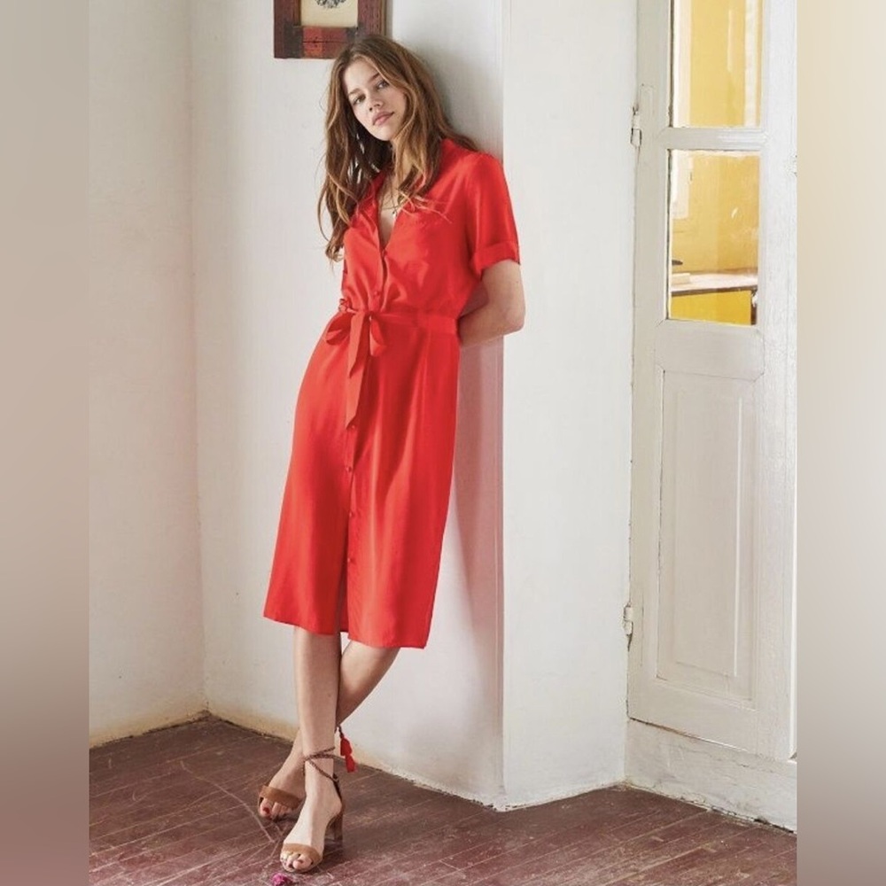 Sezane Silk Shirt Dress